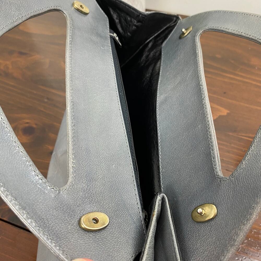 Neiman Marcus Vintage Gray Leather Hand Bag Formal - Picture 13 of 13
